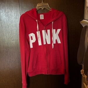 Victoria’s Secret XL  Red PINK Zip-Up Hoodie